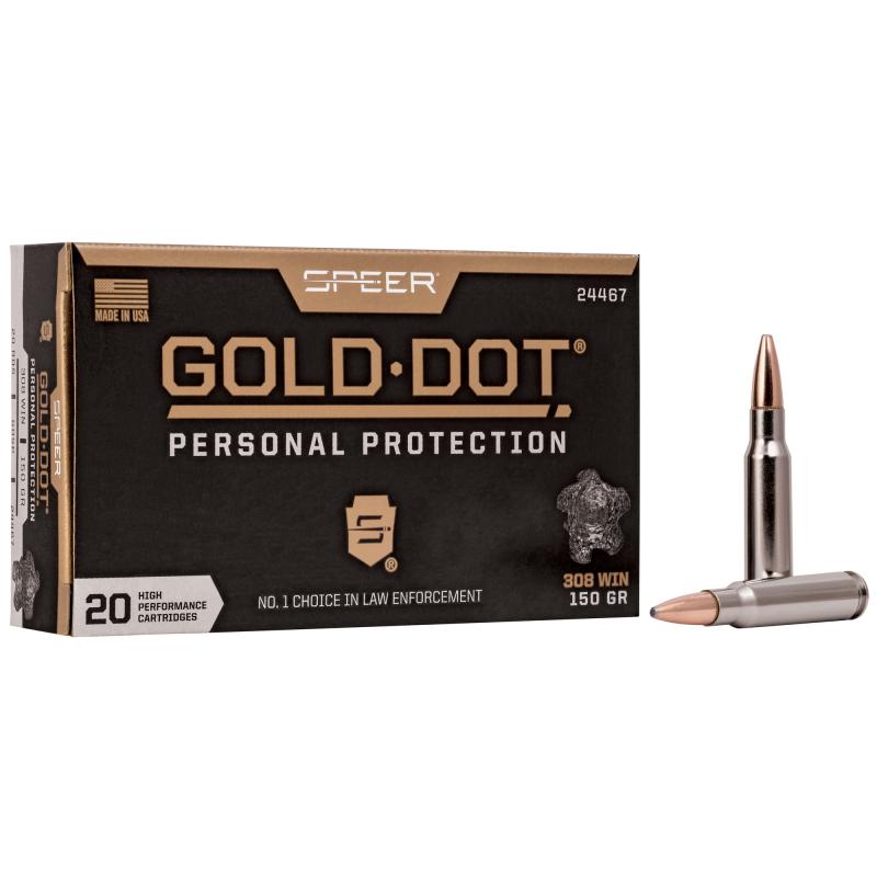 Speer Gold Dot, 308 Winchester, 150Gr, Gold Dot Hollow Point, 20 Round Box 24467