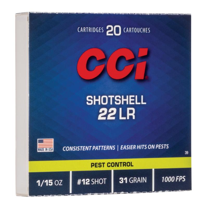 .22 Long Rifle Shotshell |31 Grain Number 12 Shot, Box of 20 Rounds