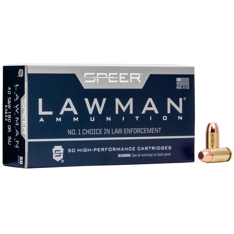 Speer Lawman, 40 S&W, 180 Grain, Total Metal Jacket, 50/Box 53652