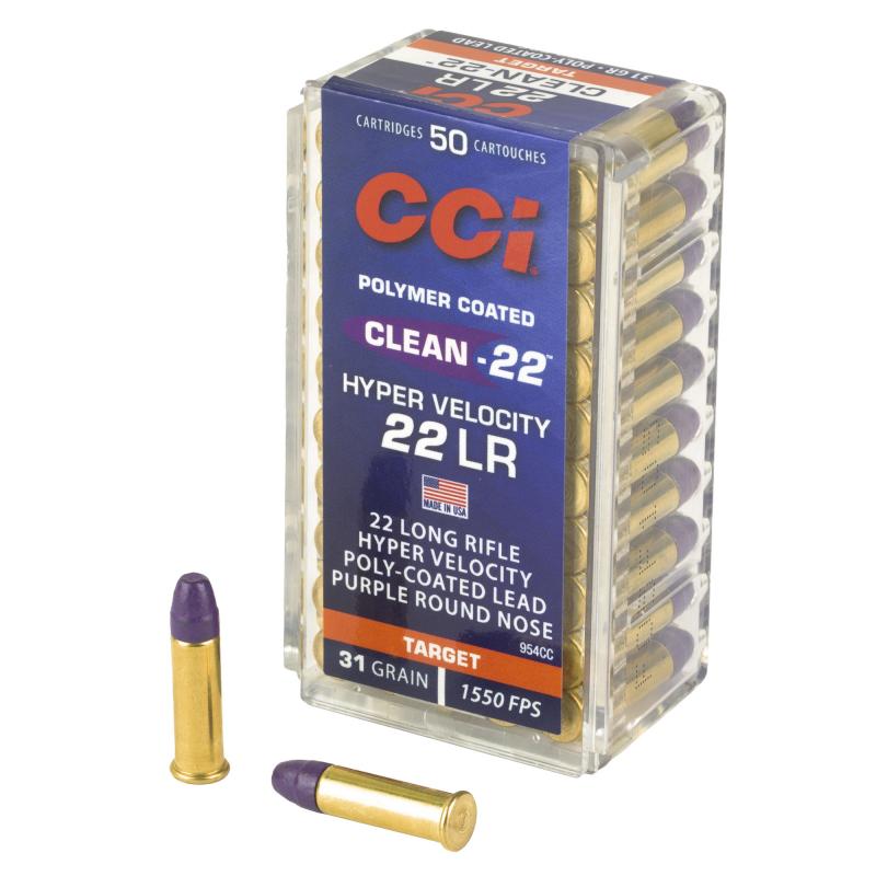 Clean-22, HYPER VELOCITY, 22 LR, 31 Grain, Lead Round Nose, 50 Round Box 954CC