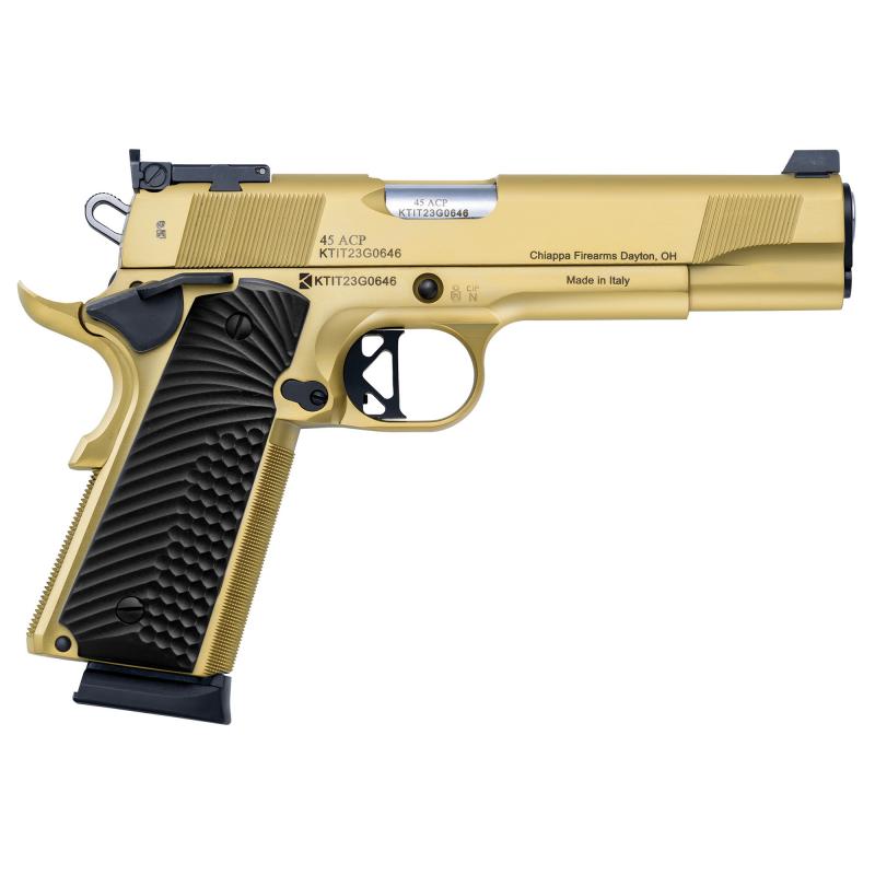 1911 Empire, Semi-automatic Pistol, 1911, Metal Frame Pistol, Full Size, 45 ACP, 5" Barrel, PVD Finish, Gold, G10 Grips, Adjustable Rear Sight, Manual Safety, 8 Rounds, 2 Magazines 440.182