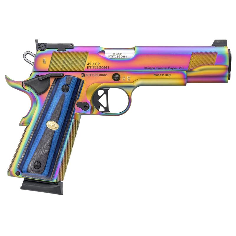1911 Empire, Semi-automatic, 1911, Metal Frame Pistol, Full Size, 45 ACP, 5" Barrel, Mixed Color Finish, Nebula, Blue Laminate Grips, Adjustable Rear Sight, Manual Safety, 8 Rounds, 2 Magazines 440.183