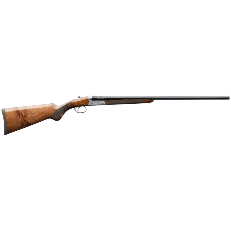 500 Engraved, Side by Side, 12 Gauge, 3" Chamber, 28" Barrel, Blued Finish, Walnut Stock With Checkered Pattern, Fiber Optic Sight, 2 Rounds 930.339