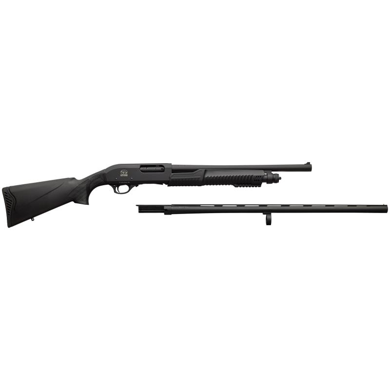 301, Pump Action Shotgun, 12 Gauge, 3" Chamber, 26" and 28" Barrel, Matte Finish, Black, 4 Rounds, Synthetic Stock 930.374