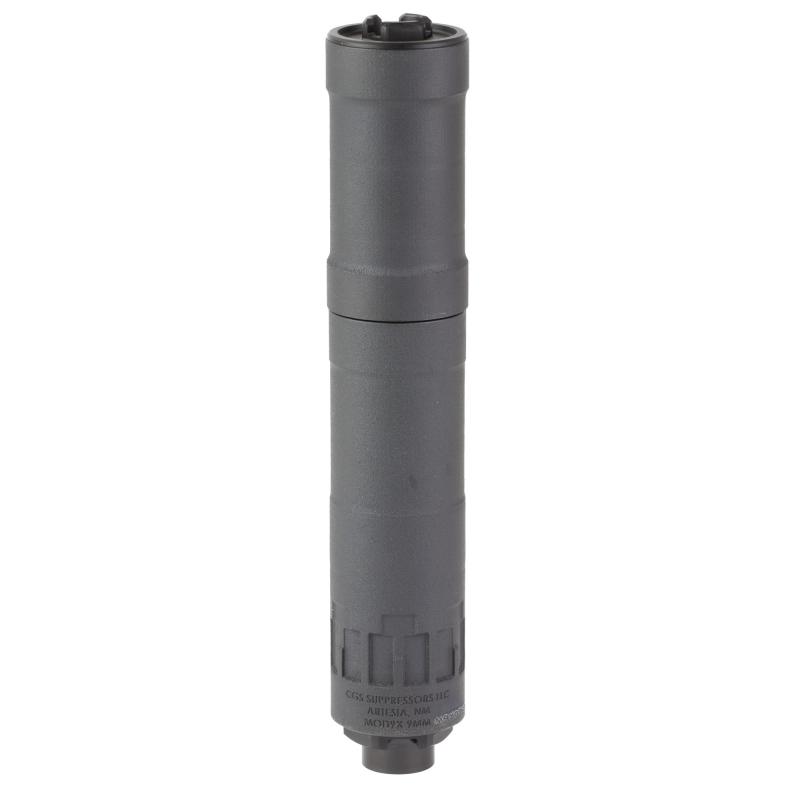 Mod9X, Suppressor, 9MM, 7.7" Long, 9 OZ, 7075 Aluminum Construction, 1/2X28 Thread Pitch, Matte Finish, Black CGS-MOD9X-Modular
