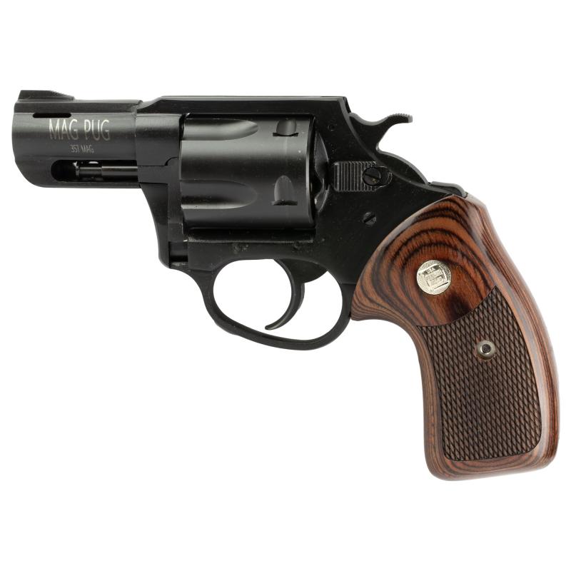 Mag Pug/Pit Bull, Revolver, 357 Magnum/9MM, 2.2" Ported Barrel, Stainless Steel Frame, Passivite Finish, Black, Walnut Grips, Fized Sights, 5 Rounds 13920