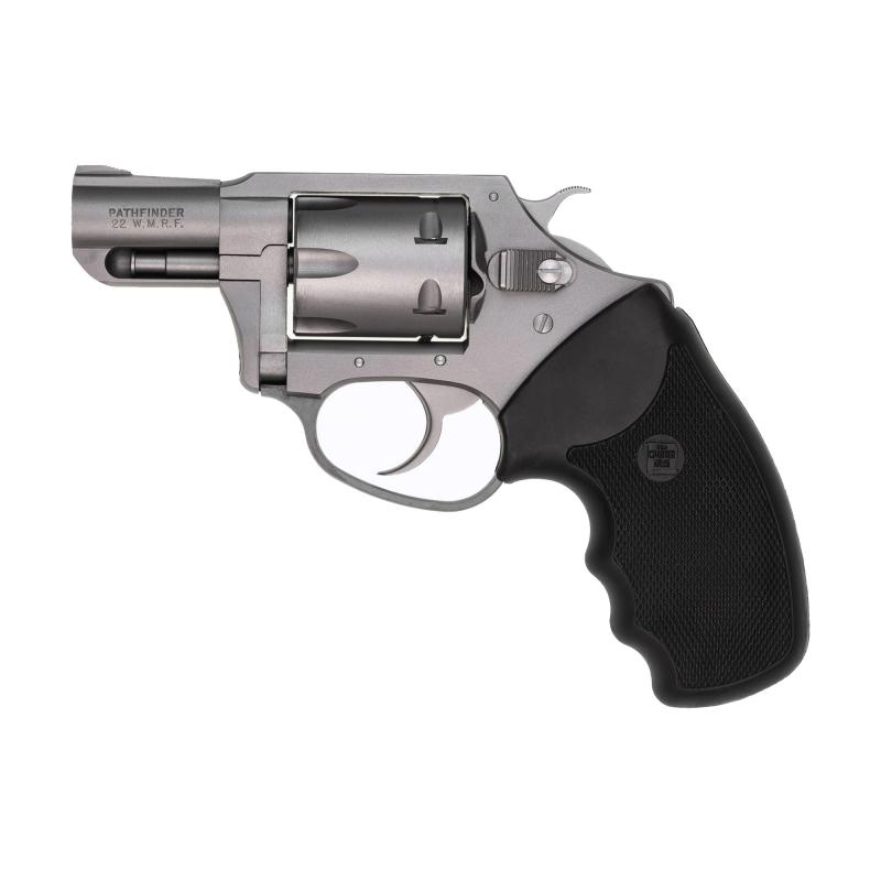 Pathfinder, 22 WMR, 2" Barrel, Steel Frame, Stainless Finish, Rubber Grips, Fixed Sights, 6Rd, Fired Case 72324