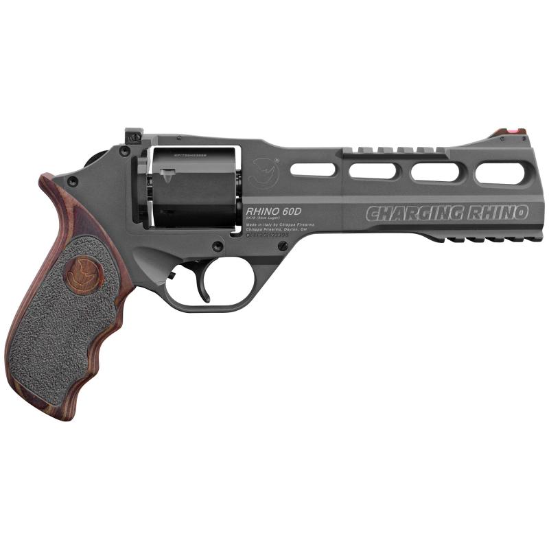 Charging Rhino, Gen II, Revolver, Double Action Only, 9MM, 6" Barrel, Aluminum Frame, Black Slate Cerakote Finish, Laminate Grips, Right Hand, Fiber Front & Adjustable Rear Sights, 6Rd 340.314