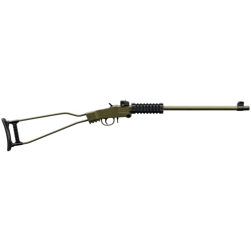 Little Badger Single Shot, 22LR, 16.5" Threaded Barrel, Wire Stock, 1Rd, Green, Picatinny Forend 500.266
