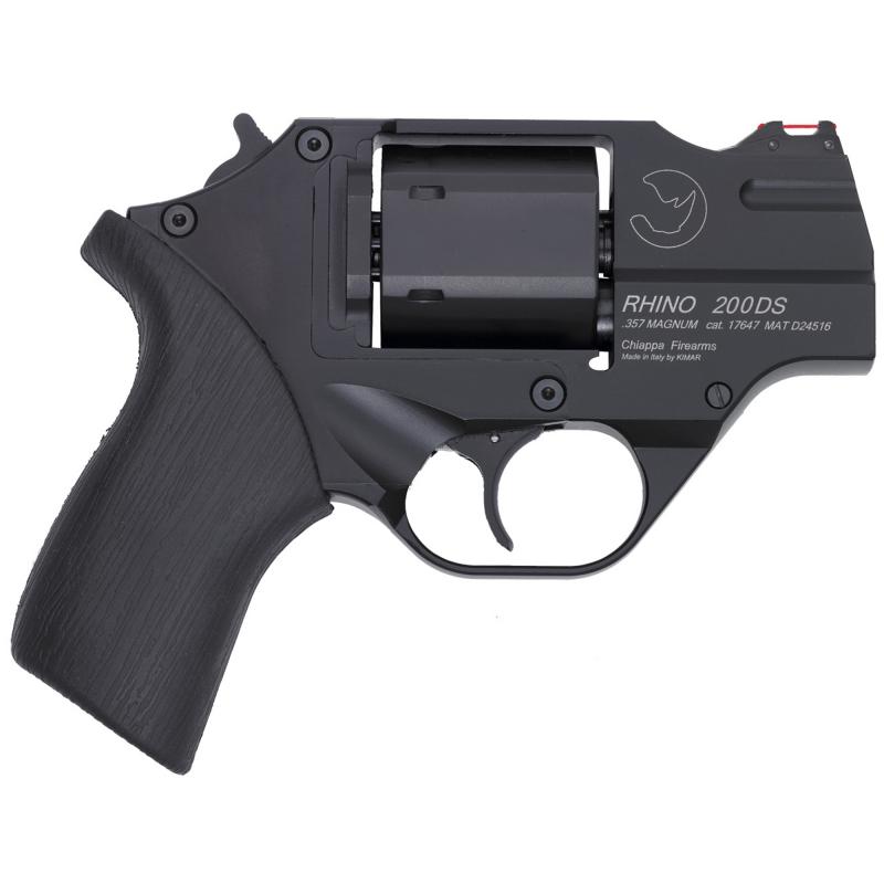 Rhino 200D, Revolver, Double Action Only, 357 Magnum/38 Special, 2" Barrel, Alloy Frame, Rubber Grips, 6Rd, Black Finish, Includes Leather Holster and 3 Moon Clips CF340-217
