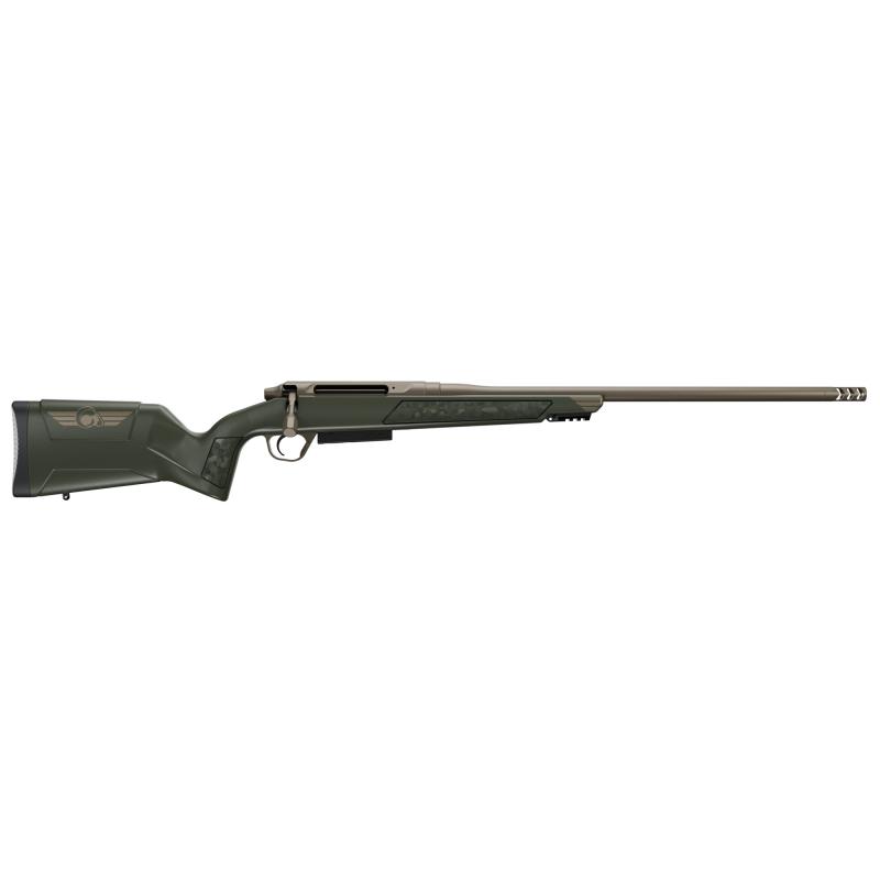 Evoke, Bolt Action Rifle, 300 PRC, 22" Barrel, Threaded 5/8x24, Premium RFR Muzzle Brake, Cerakote Finish, Burnt Bronze, Synthetic Stock with Integrated Picatinny Rail, Trigger Tech Adjustable Trigger, 4 Rounds, 1 Magazine 801-15010-00