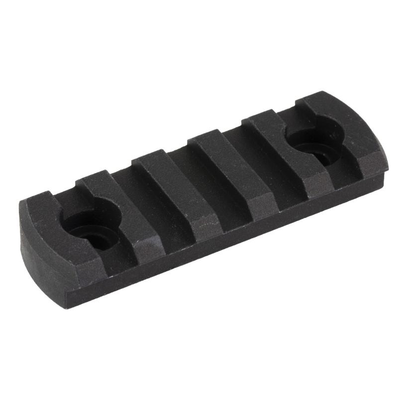 M-Lok Picatinny Rail, 5 Slot, Fits M-LOK Rail, 2.5" Long, Anodized Finish, Black 81722