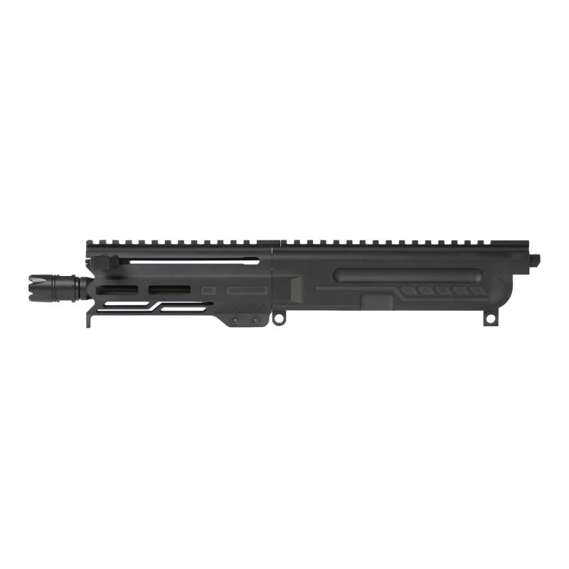DISSENT, Complete Upper Receiver, 5.7X28MM, 6.5" Threaded Barrel, 1/2x28, CMMG Zeroed Linear Compensator, Cerakote Finish, Armor Black, M-LOK Free Float Handguard, Fits AR-15/CMMG MK57 Lower Receiver, Includes 1913 Picatinny Rail End Plate 57BA8AE-AB