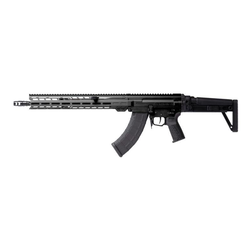 DISSENT MK47, Semi-automatic Rifle, 7.62X39mm, 16.1" Medium Taper Threaded Barrel, ZEROED 308 Muzzle Brake, Cerakote Finish, Armor Black, Free Float M-LOK Handguard, DISSENT Side Folding Stock, Manual Safety, 30 Rounds, 2 Magazines 86AD60B-AB