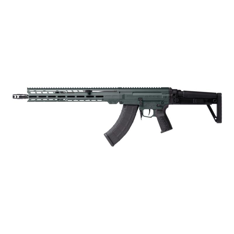 DISSENT MK47, Semi-automatic Rifle, 7.62X39mm, 16.1" Medium Taper Threaded Barrel, ZEROED 308 Muzzle Brake, Cerakote Finish, Charcoal Green, Free Float M-LOK Handguard, DISSENT Side Folding Stock, Manual Safety, 30 Rounds, 2 Magazines 86AD60B-CG