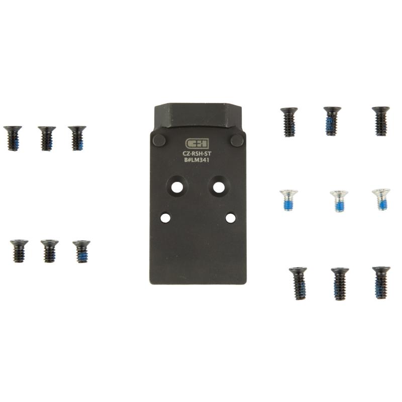 V4, Optic Mounting Plate, Fits Optic Ready CZ P-10, Trijicon RMR/SRO/RCR, Holosun 407C/507C/507Comp/508T & C&H EDC-XL/Comp, Anodized Finish, Black CZ-RSH-ST