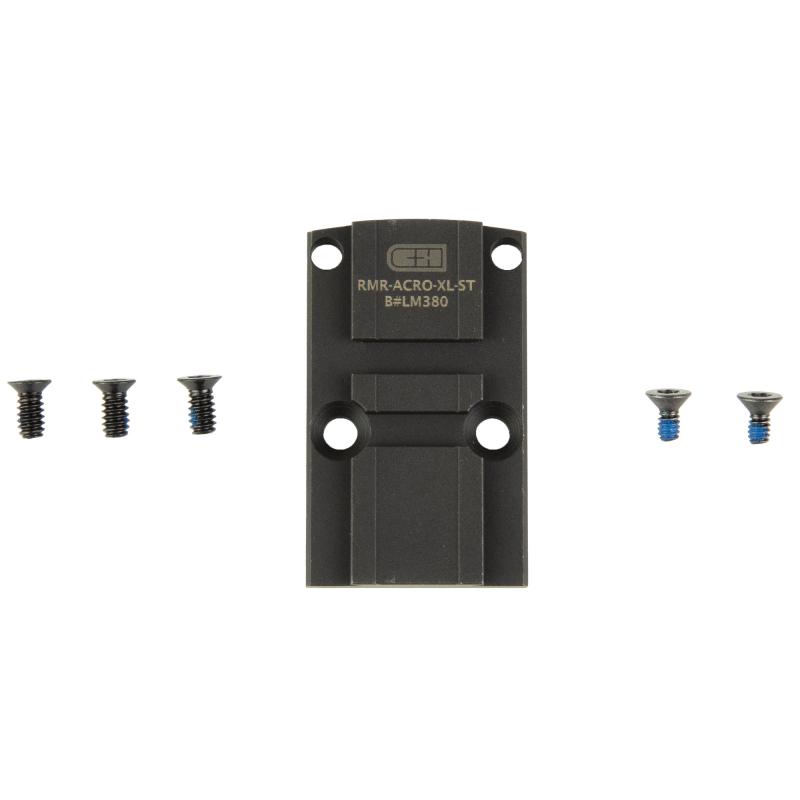 Optic Mounting Plate, Fits Trijicon RMR, RMR to Aimpoint ACRO & C&H Duty/Duty-XL, Anodized Finish, Black RMR-ACRO-XL-ST