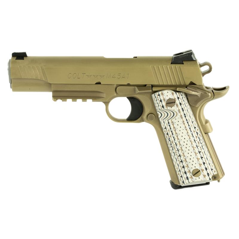 M45A1 MARINE PISTOL | 45ACP, G10 Desert Tan Grips, Zinc Brown Ion Bond Finish
