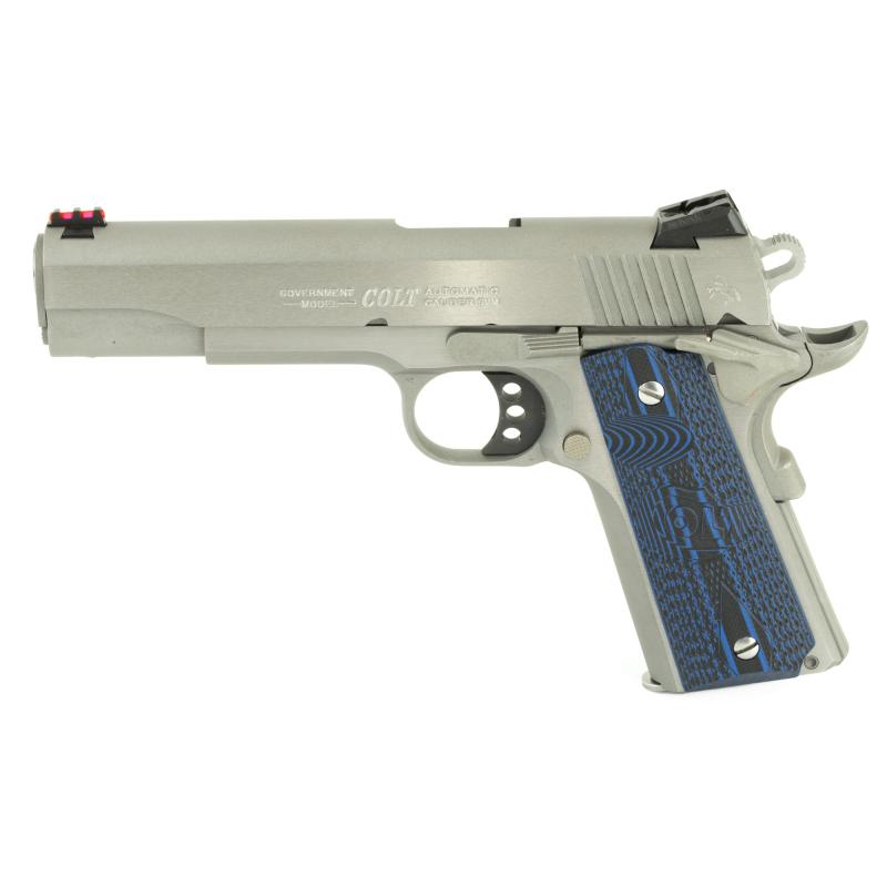 Series 70 Competition SS 9mm 5 Inch Stainless Steel National Match Barrel Brushed SS Finish Novak Sights Brushed Stainless Steel Frame G-10 Blue Grips 9 Round