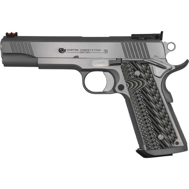 Custom Competition, Semi-automatic, 38 Super, 5" Barrel, Steel Frame, Stainless Finish, 9Rd, National Match Barrel, Novak Adjustable Sights O1073CS