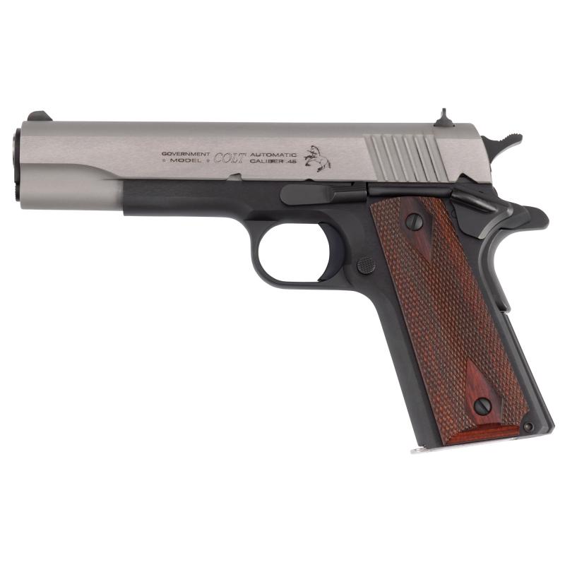 1911C, Government Model, Semi-automatic, Metal Frame Pistol, Full Size, 45ACP, 5" National Match Barrel, Blued Frame, Stainless Steel Slide, Manual Safety, Diamond Checkered Rosewood Grips, 7 Rounds, 1 Magazine O1911C-TT-E