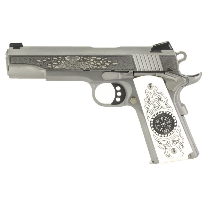 Delta Elite, Semi-automatic, 10MM, 5", Silver, 8 Rounds, 1 Mag, Engraved Slide, Upgraded White Engraved Grips, Novak White Dot Sights, Stainless Steel O2020XE-THR