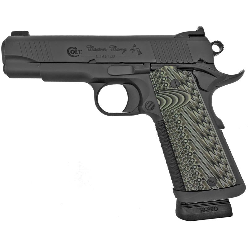 Custom Carry, Semi-automatic, 1911, Commander, 9mm, 4.25" Ntional Match Barrel, Steel Frame, Smoked Grey Color, G10 Grips, Series 80 Firing System, Right Hand, 10Rd O4042CS