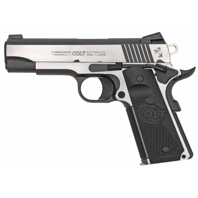 Combat Elite Commander, Semi-automatic, 1911, 45 ACP, 4.25" Barrel, Stainless Steel Frame, Two-Tone Finish, G10 Grips, 8Rd, 1 Magazine, Right Hand, Upswept Beavertail Grip Safety, Ambidextrous Thumb Safety, Novak Night Sights O4080CE