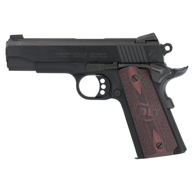 Lightweight Commander .45 ACP 4.25 Inch Barrel Blue Finish Carbon Steel Slide Novak Sights G10 Grips 7 Round