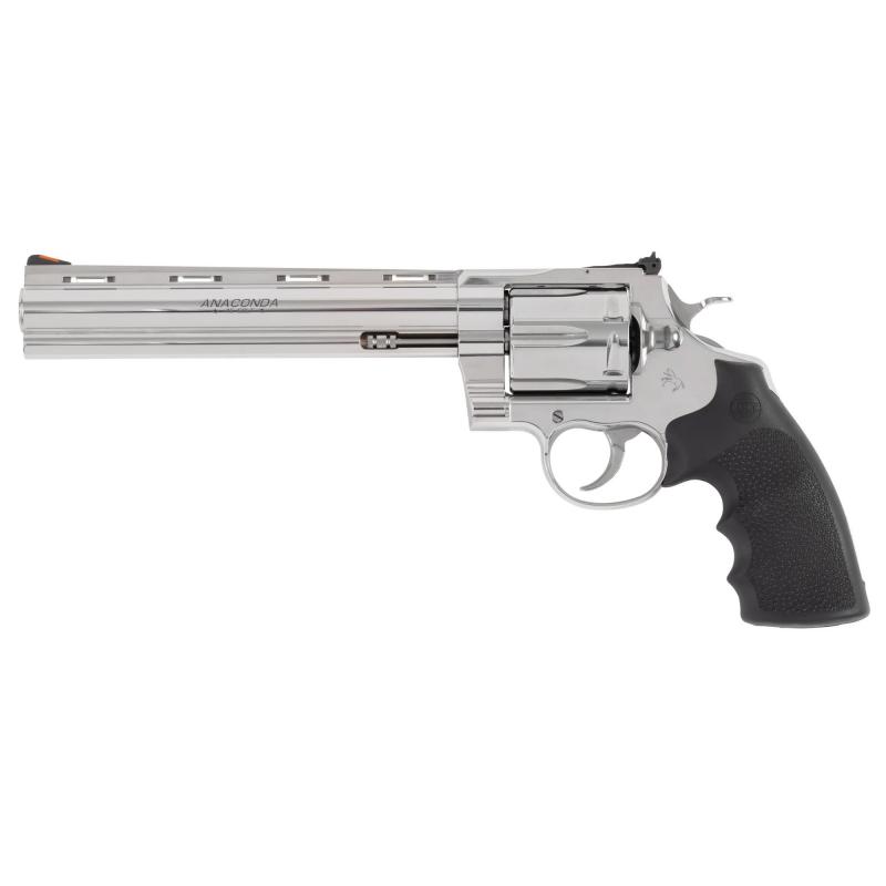 Anaconda, Revolver, Single/Double Action, 45 Long Colt, 8" Barrel, Stainless Steel Finish, Silver, Hogue Rubber Grips, 6 Rounds ANACONDA-SP8RTS-45C