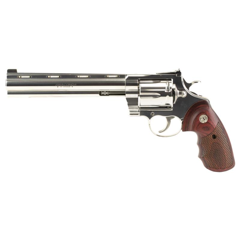 Anaconda Revolver 44 Magnum 8" Silver Hogue 6 Rounds Adjustable Sights ANACONDA-SP8RTS Stainless Steel Matte