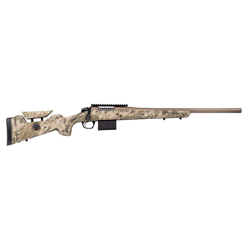 Cascade Varmint Hunter, Bolt Action Rifle, 204 Ruger, 20" Threaded Barrel, 5/8x24, Cerakote Finish, Smoked Bronze, Synthetic Stock, Realtree Hillside Camo, 20 MOA Picatinny Rail, 1 Magazine, 5 Rounds CR4043