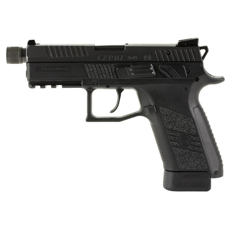 P-07 Suppressor-Ready, Double Action/Single Action, Semi-automatic, Polymer Frame Pistol, Compact, 9MM, 4.36" Barrel, Threaded Barrel - 1/2X28, Nitride Slide Finish, Black, 3 Interchangeable Backstraps, High Fixed Sights, Swappable Safety/Decocker, 17 Ro
