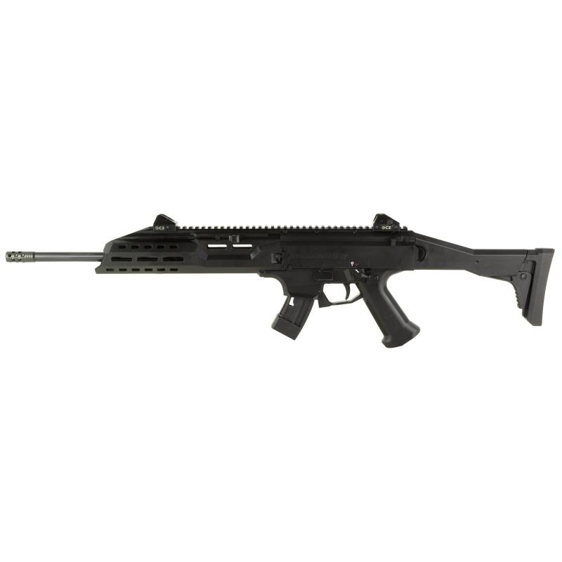 Scorpion, EVO 3 S1, Semi-automatic Rifle, 22 LR, 16" Barrel, Threaded 1/2x28, Cylindrical Compensator, Matte Finish, Black, Adjustable Sights, Folding Adjustable Stock, M-LOK Handguard, Manual Safety, 10 Rounds, 2 Magazines 91368