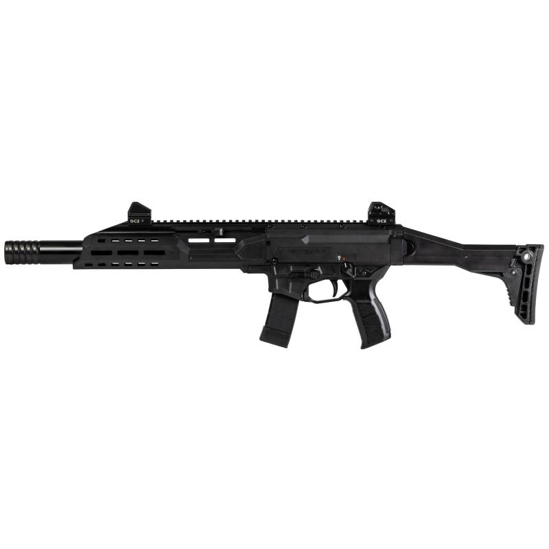 Scorpion 3 Plus, Semi-automatic, Carbine, 9MM, 16.3" Barrel, Threaded 1/2x28, Matte Finish, Black, Faux Suppressor, Folding Adjustable Stock, Adjustable Sights Ambidextrous Bolt Catch, 20 Rounds, 5 Magazines 91434