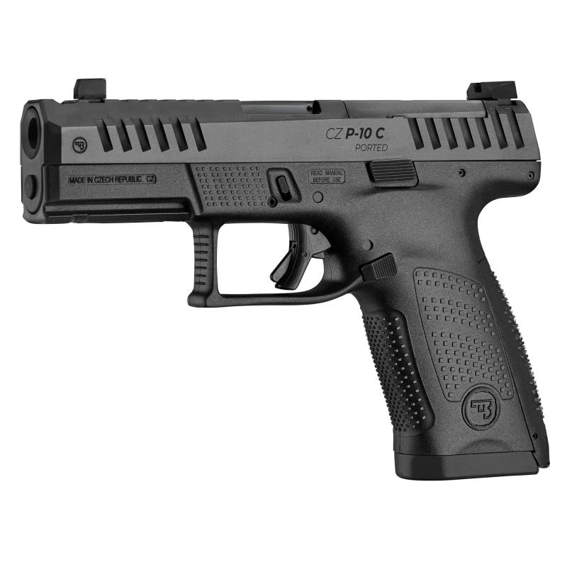 P-10 C OR Ported, Semi-automatic, Double Action/Single Action, Polymer Frame Pistol, Compact, 9MM, 4" Ported Barrel, Integrated Compensator, Black, Optics Ready Slide, Contrast Luminescent 3 Dot Sights, Trigger Safety, 15 Rounds, 2 Magazines 91578