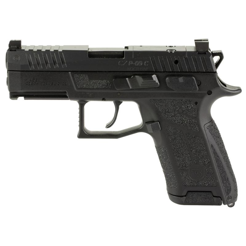 P-09C Nocturne Compact | 9MM, 3.74" Barrel, Black, Optics Ready Slide, Holosun K and RMS Footprint, Contrast Luminescent 3 Dot Sights, Manual Safety w/ Interchangeable Decocker, Semi-automatic, Double Action/Single Action, Polymer Frame Pistol