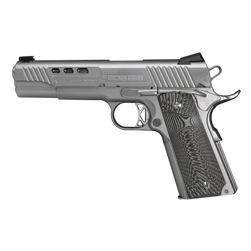DB1911, 45 ACP, 5" Barrel, Adjustable Novak Sights, Stainless Steel Frame, Stainless Steel Ported Slide w/ Custom Engraving, Skeletonized Aluminum 3-4lbs Trigger, G10 Composite Grips, 3 Mags, 8Rd DB1911SS