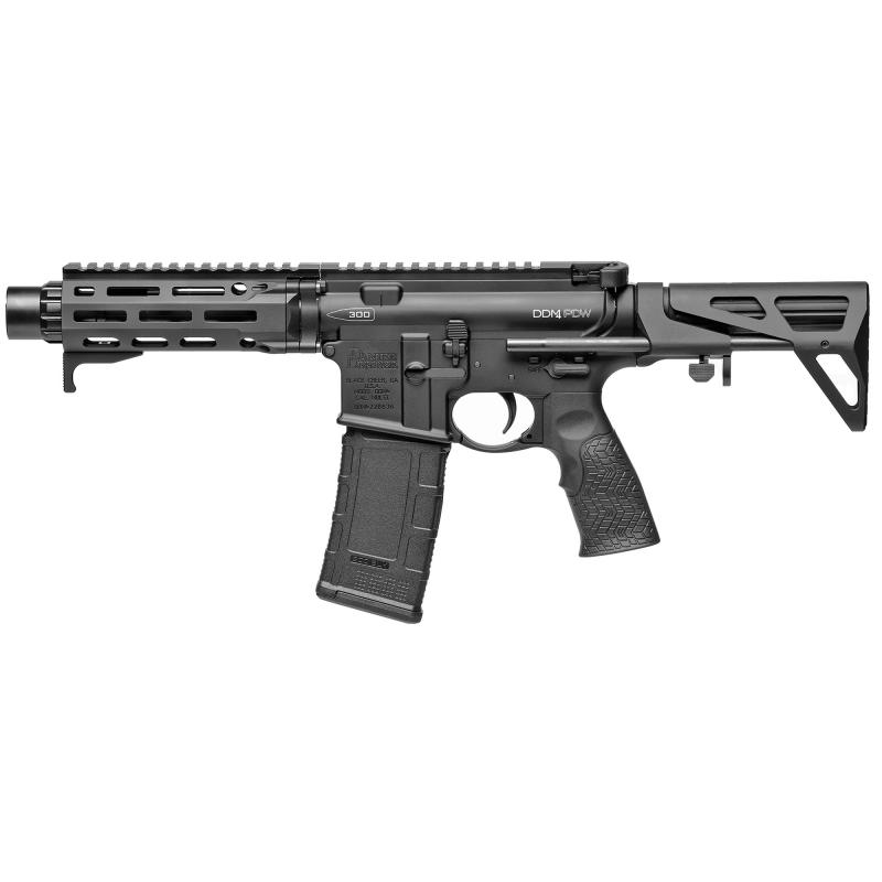 DDM4 PDW Semi-automatic SBR |300 Blackout, 7" Cold Hammer Forged Barrel, 1:7 Twist, Black Finish, Maxim Defense CQB Gen 7 Stock, Grip-N-Rip Charging Handle, Linear Compensator, 30Rd