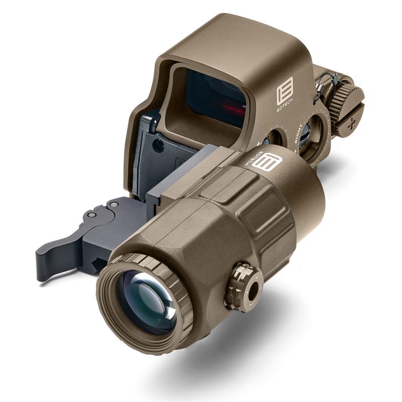 EXPS3-0 Holographic Sight, Red 68 MOA Ring with 1 MOA Dot Reticle, Night Vision Compatible, Side Button Controls, Quick Disconnect Mount, Includes G33 3X Magnifier, Tan HHSVIIITAN