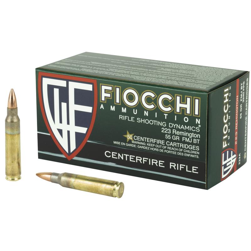 Fiocchi Rifle, 223 Remington, 55 Grain, Full Metal Jacket Boat Tail 223A