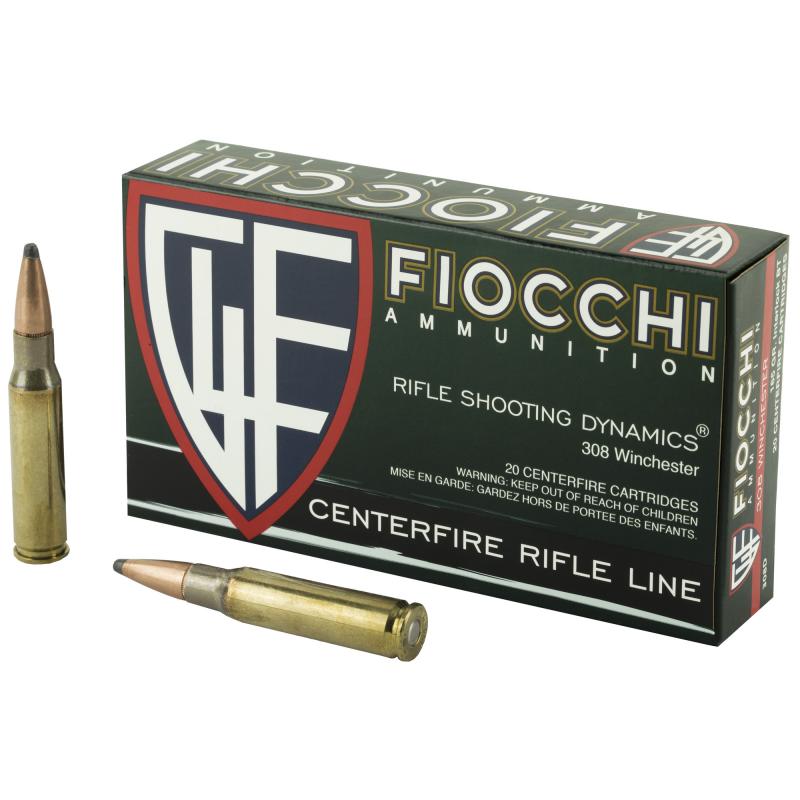 Fiocchi Rifle, 308WIN, 165 Grain, InterLock Boat Tail Soft Point 308D