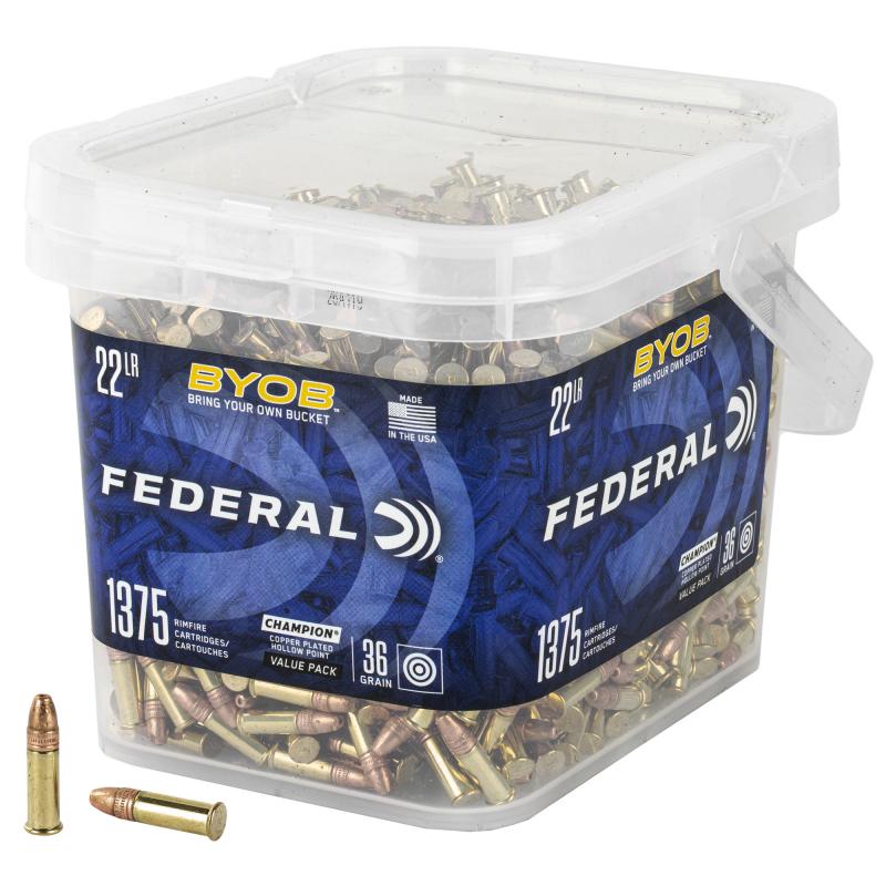 BYOB Rimfire Bucket |22 LR, 36 Grain, Copper Plated Hollow Point, 1375 Round Bucket 750BKT1375