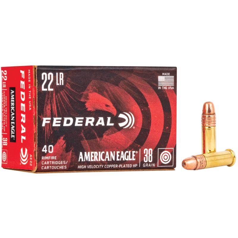 High Velocity .22 Cal Long Rifle| 38 Gr Copper-Plated HP, 40 Rounds