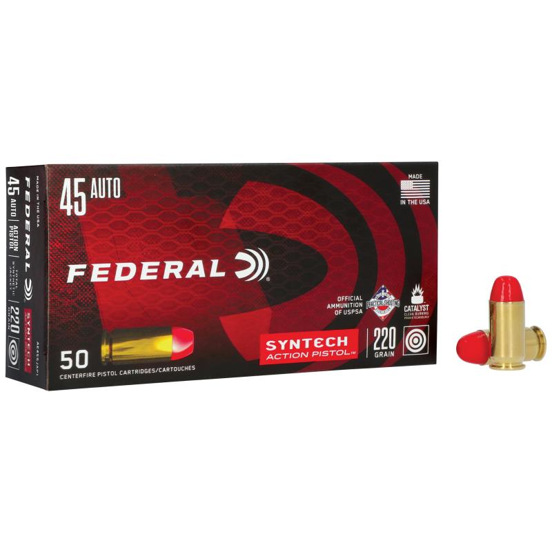 Syntech Action Pistol, 45 ACP, 220Gr, Total Synthetic Jacket, 50 Round Box AE45SJAP1