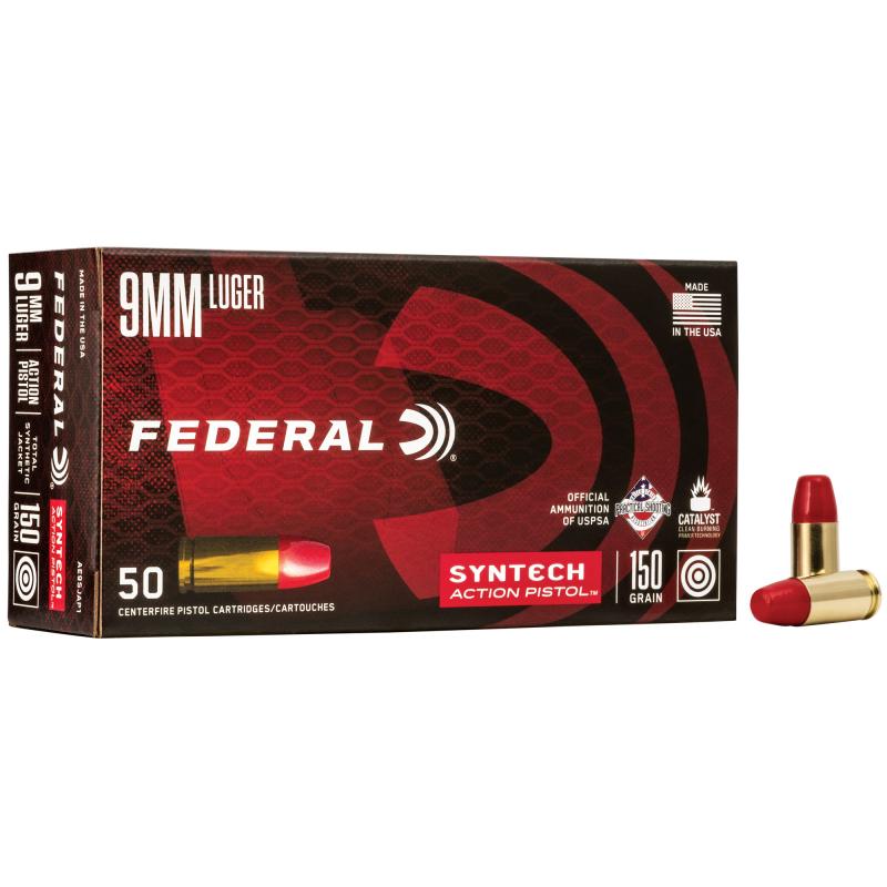 Federal Syntech Action Pistol |9MM 150gr TSJ American Eagle Action Pistol Syntech Box of 50 Rounds