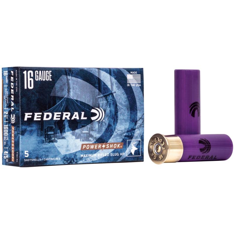 Power-Shok 16 Gauge 2.75 Inch 1600 FPS .80 Ounce Hollow Point Rifled Slugs