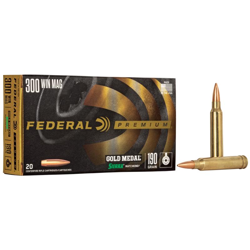Gold Medal .300 Winchester Magnum 190 Grain Sierra MatchKing Boattail Hollow Point