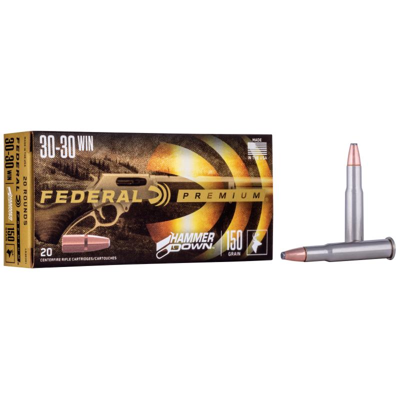 Premium, Hammer Down, 30-30 Winchester, 150 Grain, Bonded Soft Point, 20 Round Box, Designed for Lever Action Rifles LG30301