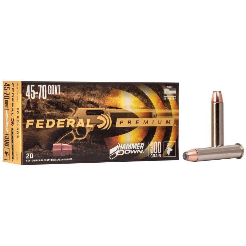 Premium, Hammer Down, 45-70 Government, 300 Grain, Bonded Soft Point, 20 Round Box, Designed for Lever Action Rifles LG45701
